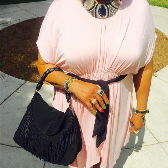 ✨ C. Z. Falconer✨ Black Suede Tassel Handbag W/Braided Leather Handle - Picture 15 of 15